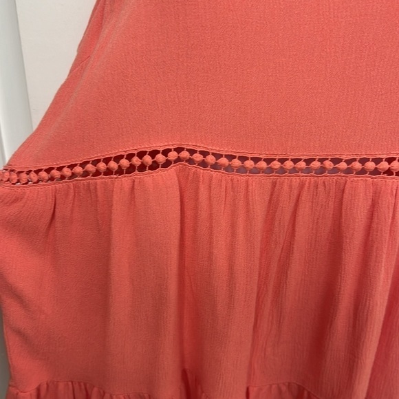 Paper Crane spaghetti straped top. Peach colored. Has 2 lines of circle cutouts - Picture 5 of 12